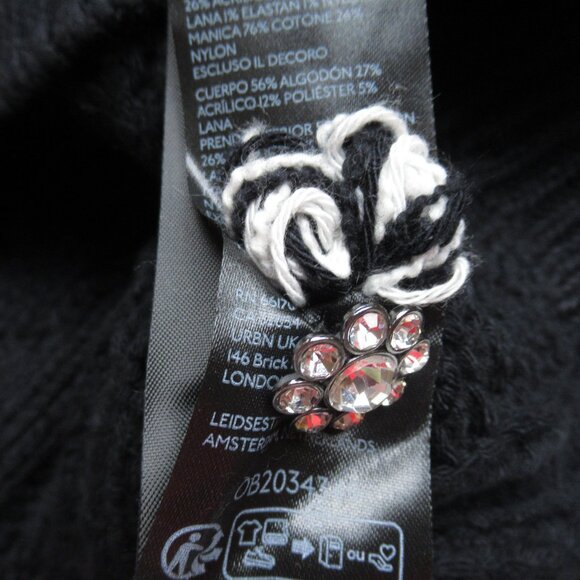 Anthropologie Maeve Mock-Neck Balloon-Sleeve Bow Jumper Sweater Black White XS - Picture 5 of 9